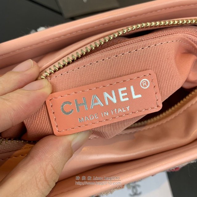 Chanel女包 91810 Gabrielle編織流浪包 小香2019新款 軟呢拼皮 香奈兒肩背包 香奈爾鏈條挎包  djc2613